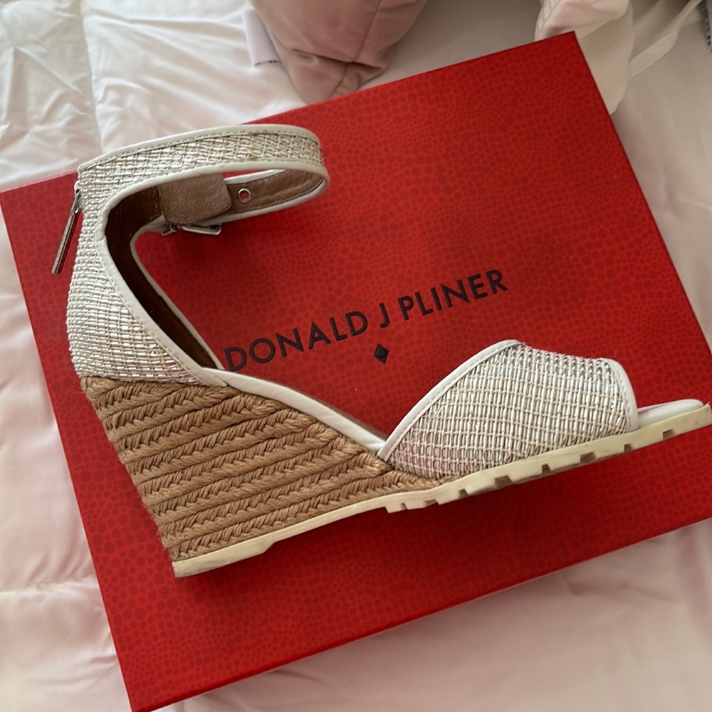 Donald J. Pliner White Metallic Wedge Sandals - Picture 7 of 16